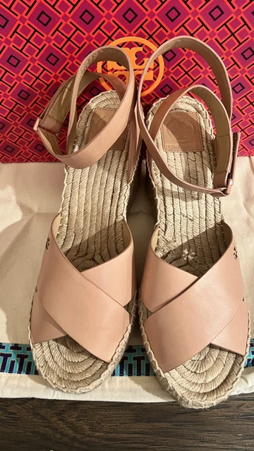 TORY BURCH BIMA 2 Espadrille Wedge 90mm Heel Size 7.5sandal