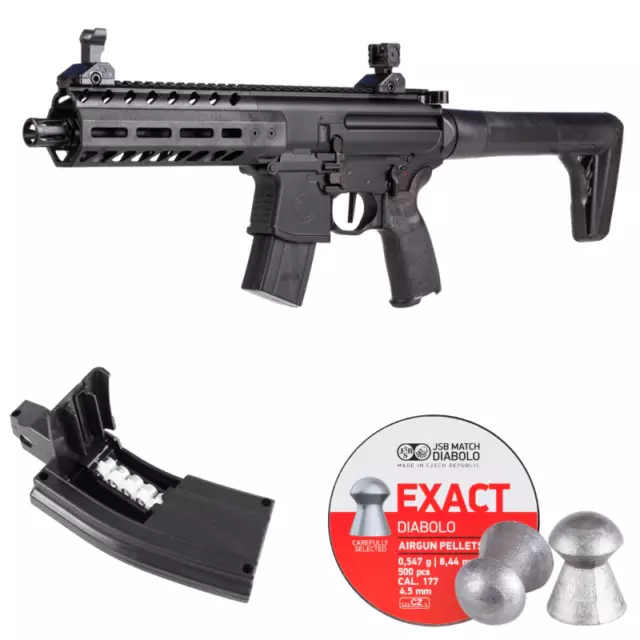 SIG SAUER MPX CO2 Pellet Rifle 0.177 Caliber W Extra Magazine and Ammo ...
