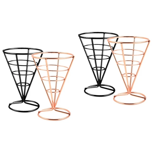 4 pcs American French Fries Stand Tabletop Fried Food Cone Holder Hollow Cone