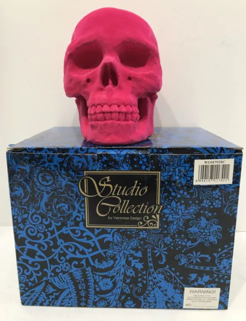 Halloween Skull Piggy Bank Veronese Gothic PINK Velvet Macabre New Novelty BC