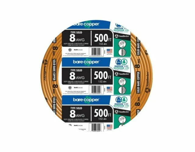 New Southwire Usa Made 8 Awg #8 X 500' Roll Bare Copper Ground Wire 7153208