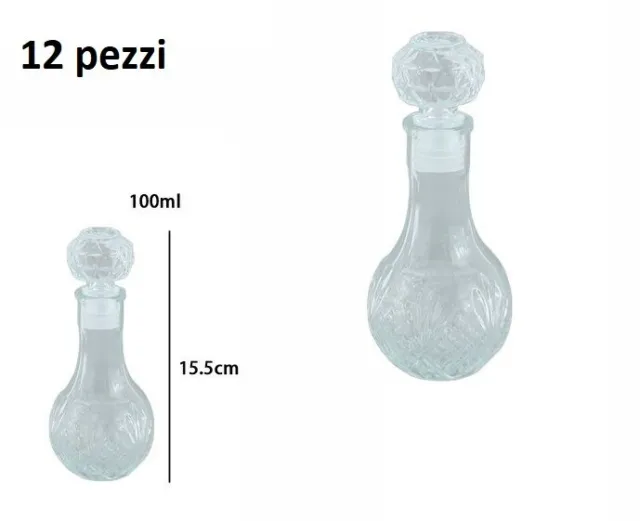 Set 12 Pezzi Bottiglia Decorata Vetro Liquori Bevande 100ml 31146 dfh