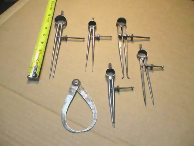lot Vintage Compass Calipers Brown & Sharpe Lufkin KCO Nork LS Starrett USA