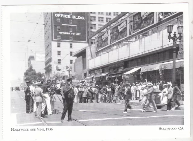 *California Postcard-"Hollywood & Vine, 1936" -Scenes @ Hollywood, Ca. -Classic!