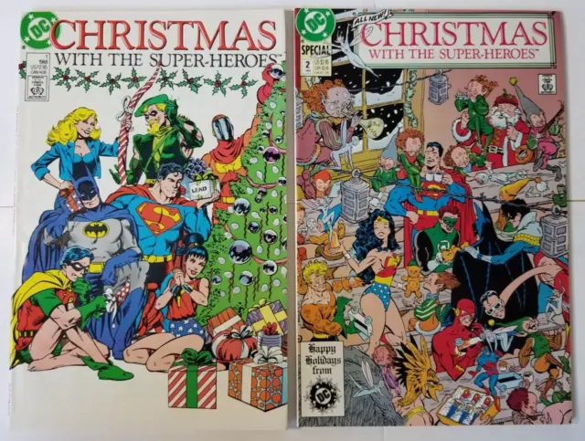 Christmas With The Super-Heroes #1 & 2 VF/NM (1988, DC lot) Superman Batman
