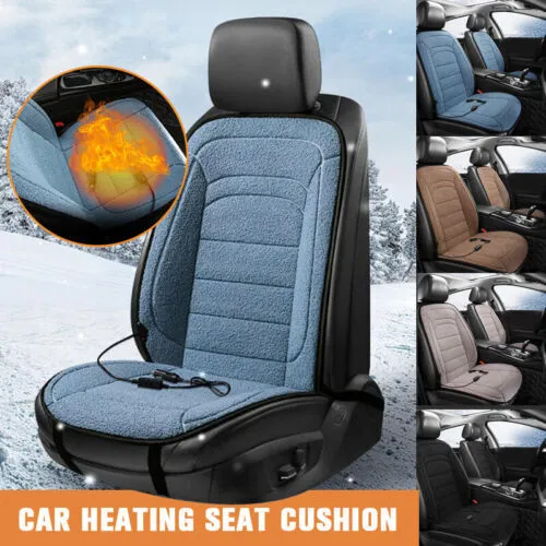 12V Faux Berber Fleece Car Seat Pad Cushion Cover Heating Warm Heated Winter