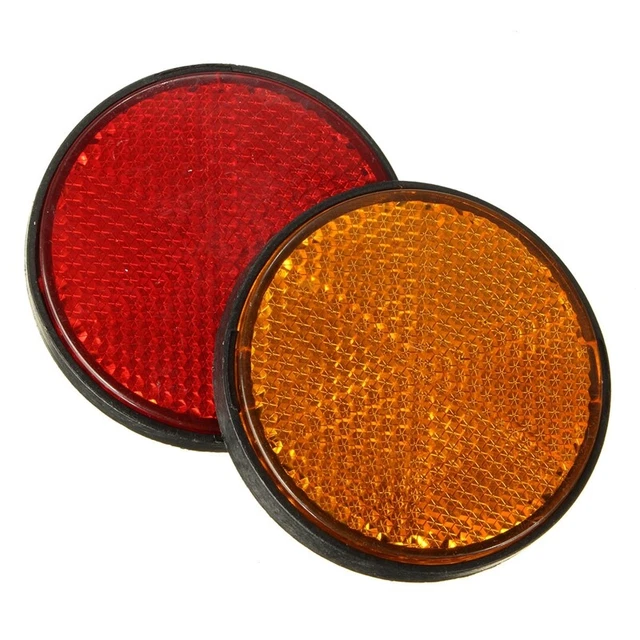 2pcs 2inch Round Red and Orange Reflectors Universal For Motorcycle ATV Bikss