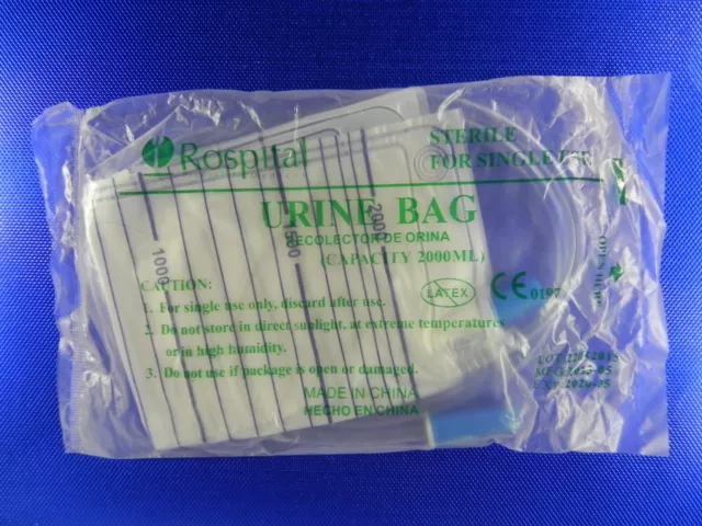 Sterile Urine Bag 2000 ML 4 Bags Per Pack  Latex Free "Rosp"