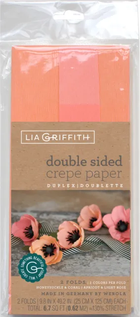 Lia Griffith Carta crepe extra fine bifacciale 2/Pkg capriccio/corallo e albicocca
