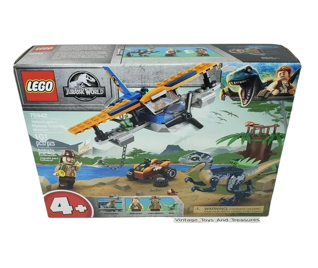 NEW LEGO 75942 Jurassic World Velociraptor Biplane Rescue Mission ...