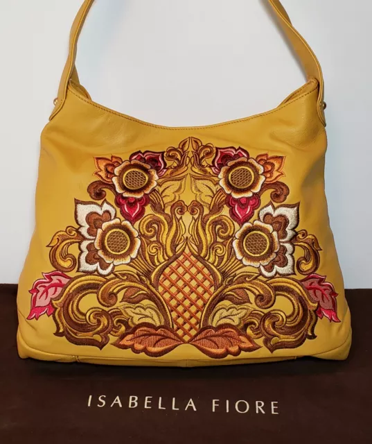 Isabella Fiore 3D Embroidered Floral Enchanted Garden Hobo Shoulder Handbag $695