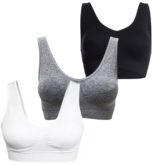 Damen Seamless Stretch OhneBügel Fitness Yoga Sports Push Up BH Bra Top 3-er Set