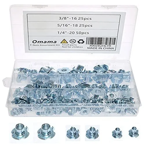 Tee Nut Assortment Kit for Cabinetry Wood100 Pieces1/4"-205/16"-18 3/8"-16			...