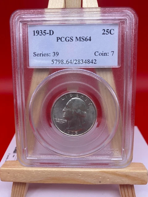 1935 D Washington Quarter PCGS MS 64 * Bright White Early Quarter