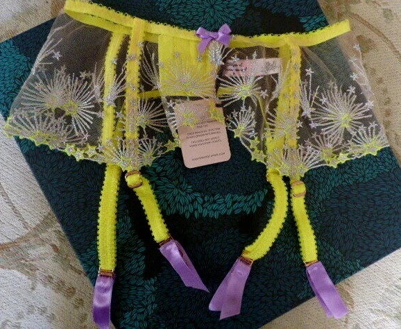 Agent Provocateur neon KAYLIE suspender belt L rainbow glitter starburst garter