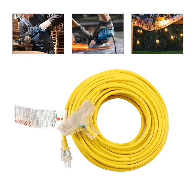 100 FEET HEAVY Duty Lighted Extension Cords 3Outlet SJTW Indoor
