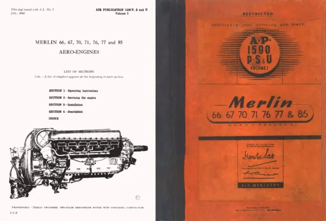 Rolls Royce Merlin Engine Service Ops Manual Ww2 Archive 66 67 70 71 77 85 1944