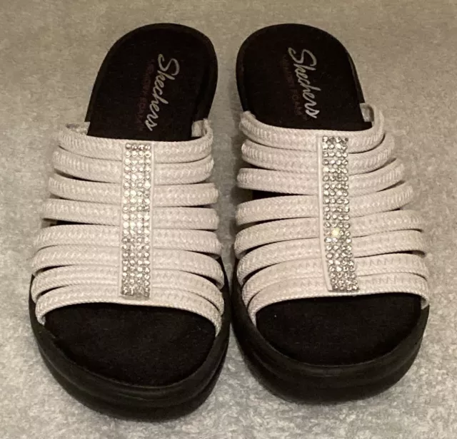 SKECHERS RUMBLERS HOTSHOT Ladies Wedge Sandals Size UK 5 White With Diamantes 16.99 PicClick UK