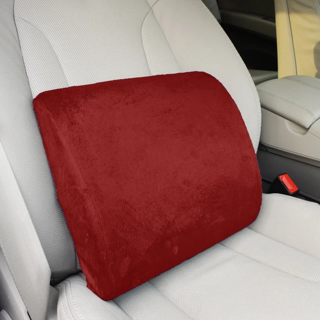 Memory Foam Lumbar Back Support Pillow Sciatica Pain Relief Seat Cushion Burgund