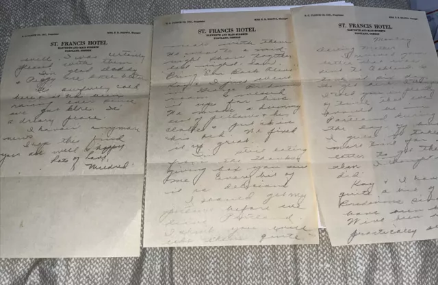 Antique Letter on St Francis Hotel Stationary Letterhead - Portland OR Oregon
