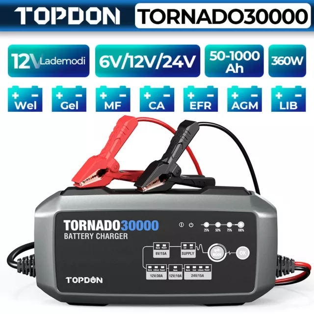 TOPDON T30000 Auto-Batterie-Ladegerät Reparatur Desulfator Trickle Maintainer