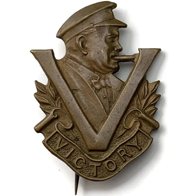 WW2 Winston Churchill "V" for Victory Patriotic Souvenir Fundraising Lapel Badge