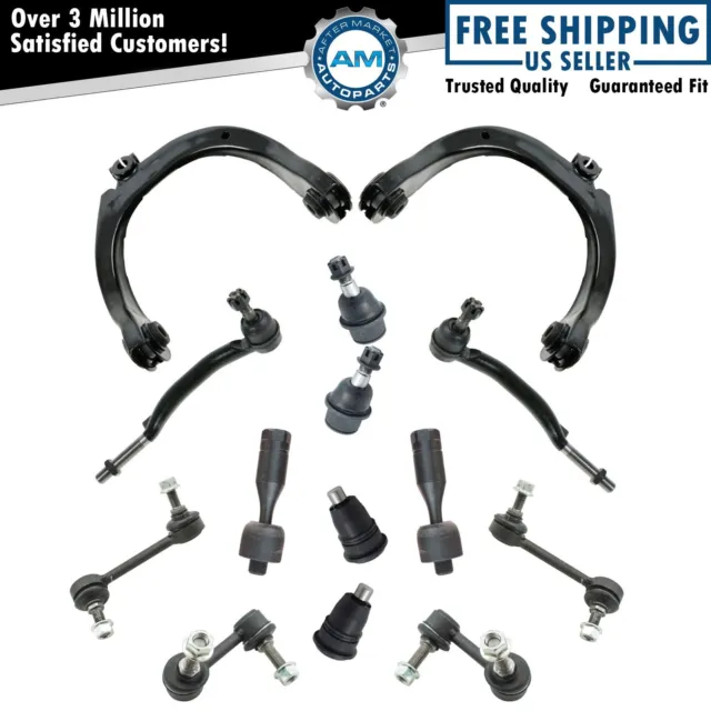 14 Piece Steering & Suspension Kit Control Arms Tie Rods Sway Bar Links New