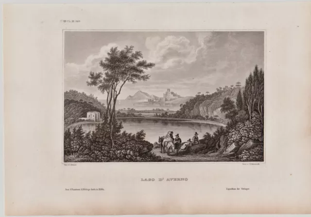 Lago D' Averno, Italien, Italy - Stich, Stahlstich Reiss / Metzeroth 1850