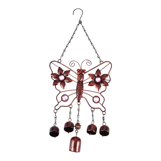 Garden Hanging Ornament Wind Chime Glass Decor Metal Trim Wedding