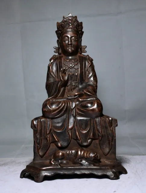 10.2" China old Tibet Tibetan Buddhism temple Bronze Guanyin Bodhisattva statue