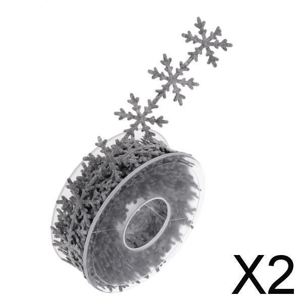 2 x 1 Rolle Schneeflocke Band Nähapplikationen, Verzierungen, grau