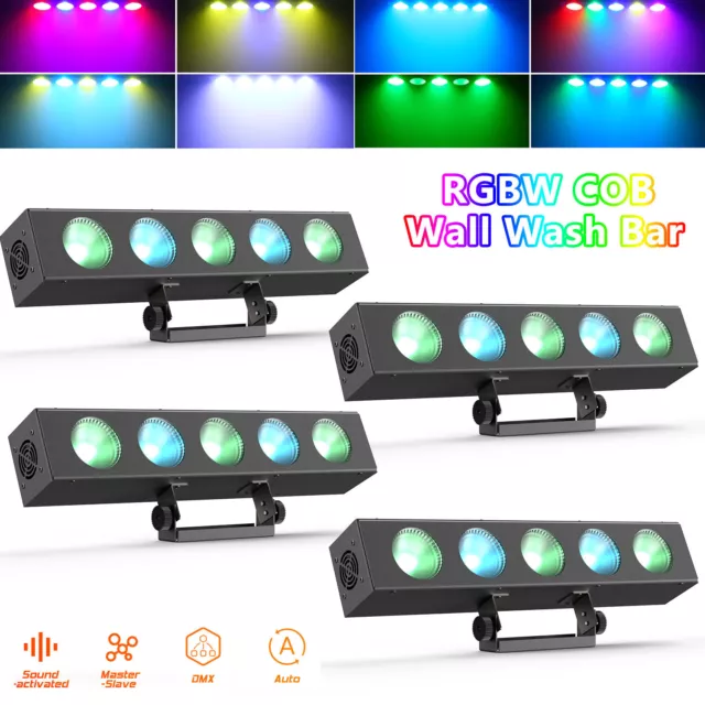 4 Stück 5x30W LED-Pixelleiste RGBW COB Wash Bar DMX Wallwasher-Licht DJ Party