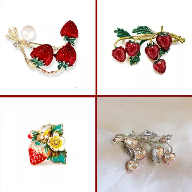 Jewellry style cute plant design high quality red color pin strawberry brooches