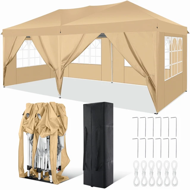 Pavillon 3x3m/3x6m Wasserdicht Gartenpavillon Partyzelt UV-Schutz Faltbar Zelt