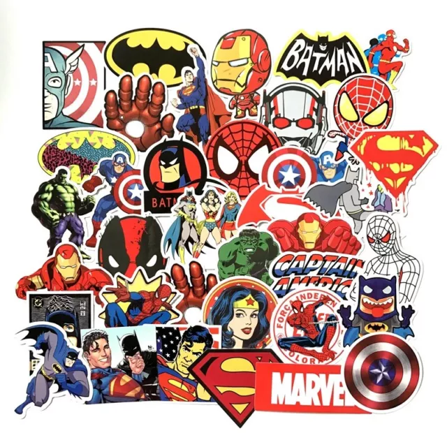 UK MARVEL Stickers Hydro Flask 50Pcs Spiderman Iron Man Phone Laptop Sticker NEW
