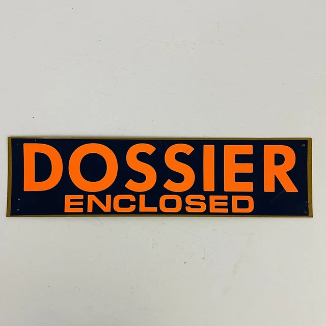 VINTAGE DOSSIER ENCLOSED Bumper Sticker Decal 70s File Document Spy