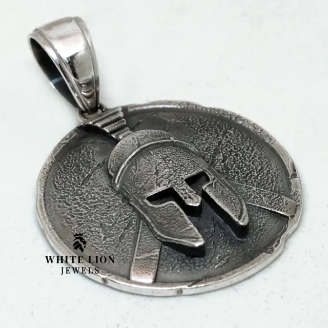 Spartan Greek Warrior Helmet Shield Pendant 925 silver Gift Men birthday