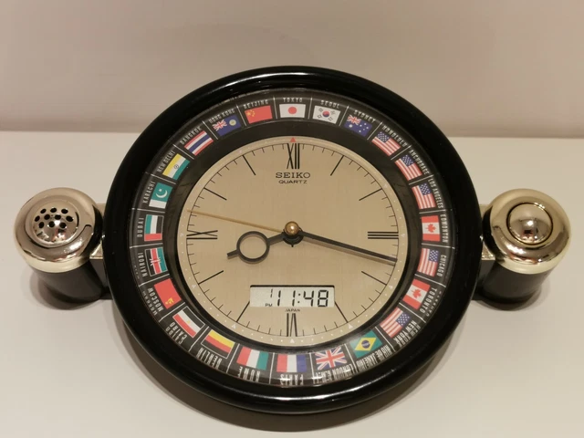 Vintage Desk World Time Dual Time Analog Digital Alarm Quartz Clock "Seiko" Vintage Desk World Time Dual Time Analog Digital Alarm Quartz Clock "Seiko"