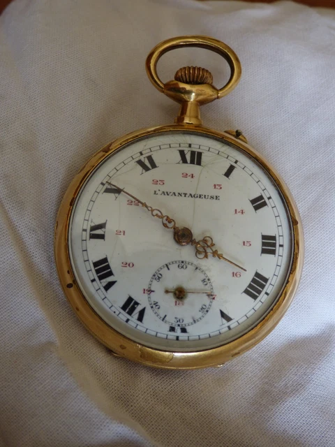 Ancienne Montre à Gousset Plaqué Or - Cadran émaillé - Occasion Vintage