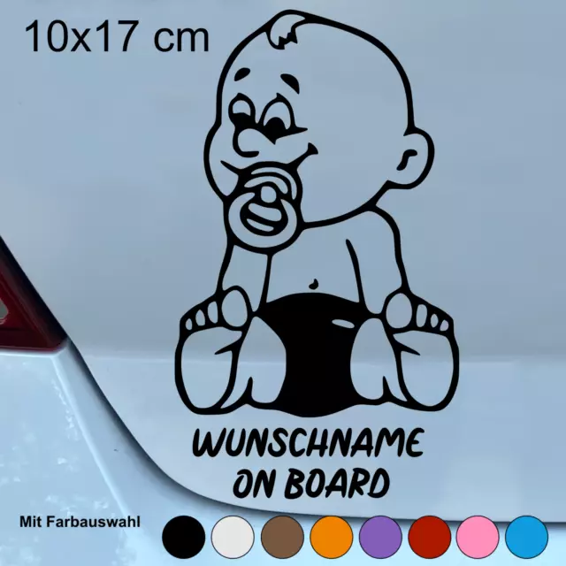 Autoaufkleber Wunschname on Board,Kind an Bord Baby Name Sticker 10x17 cm A2351