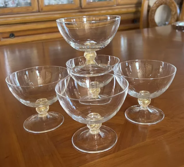 NASON MORETTI ? Murano Footed Dessert Bowl MADE IN ITALY Clear Set of 5