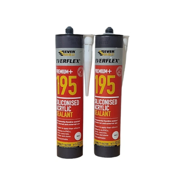 2 Everbuild Everflex 195 Premium + sigillante acrilico siliconato bianco 300 ml