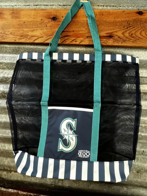 New Seattle Mariners Mesh Tote Bag 18x20x5" w/ Big Front Pocket 6.5x7"