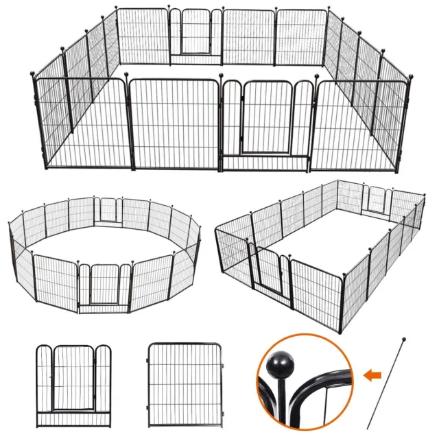 PawGiant 16 Panels Metal Dog Fence Playpen Pen Pet Cat Exercise Indoor Outdoor