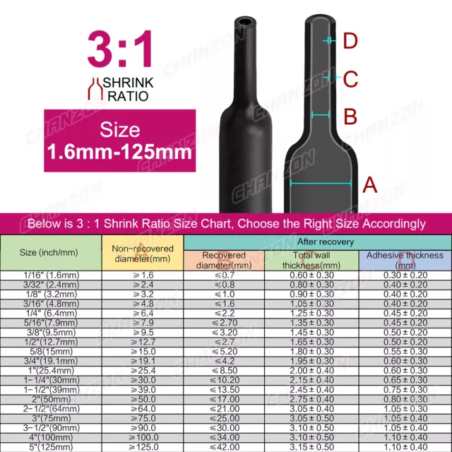 2:1 3:1 4:1 Heat Shrink Tubing Adhesive / Nonadhensive Shrinking Wrap Glue Tube 3