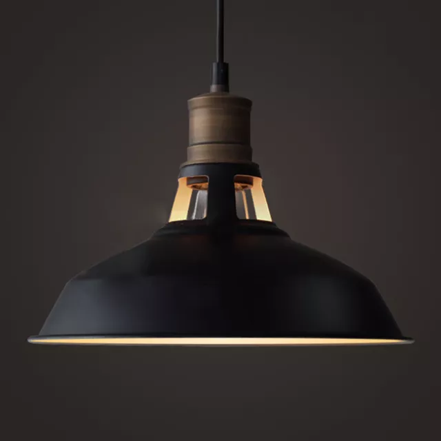 Modern Farmhouse Black Kitchen Pendant Light Metal Barn Shade Hanging Lighting