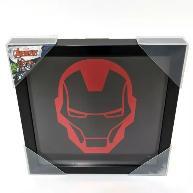 Marvel Avengers IRON MAN Mask 10x10 Glass Framed Art Print Metallic Red/Black