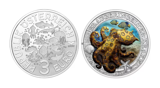 #RM# 3 EURO COMMÉMORATIVE AUTRICHE 2022 - Octopus
