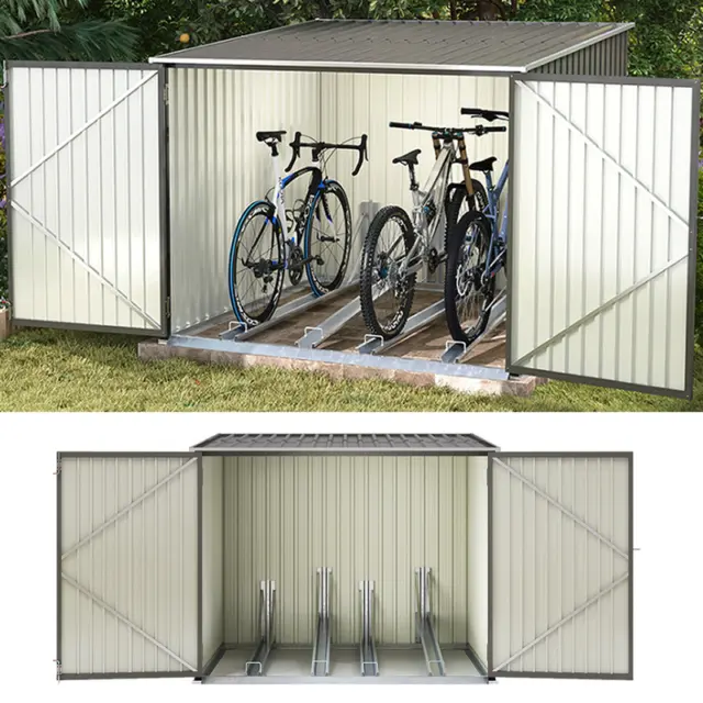 GARDEN GARAGE STORAGE Shed With 4 Bike Lanes Storage Bike Tool Shed Double  Door £315.95 - PicClick UK