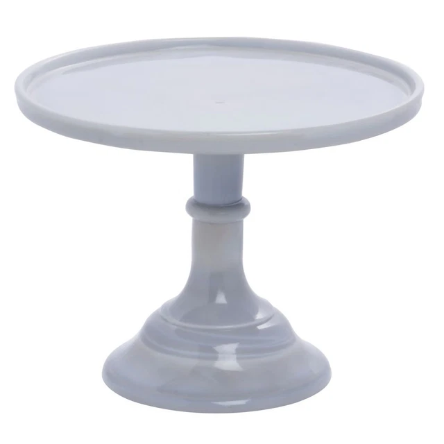 Mosser Glass 2409MBL Gray Milk Glass Cake Stand 9" Marble Swirl